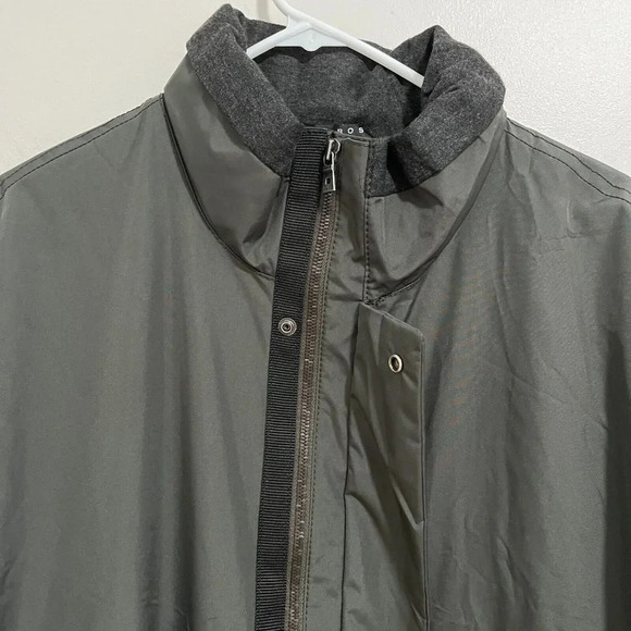 Hugo Boss Dark Green Nylon Long Winter Coat with Zippered Hood‎ - Picture 2 of 7